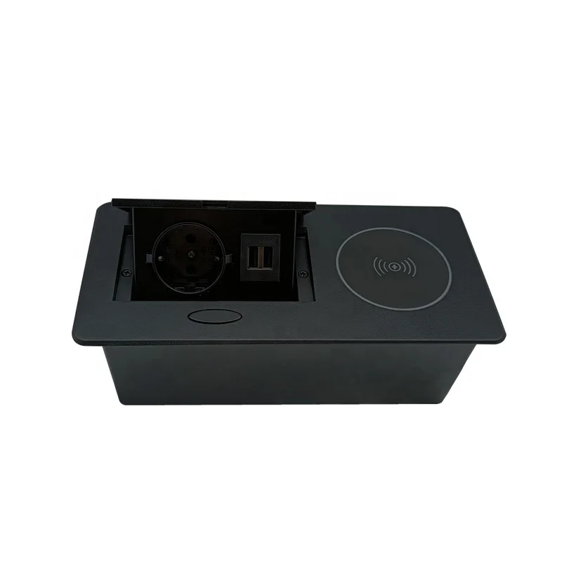 Wireless charge pop up plug kitchen home office hidden plug socket safe pop up socket desk