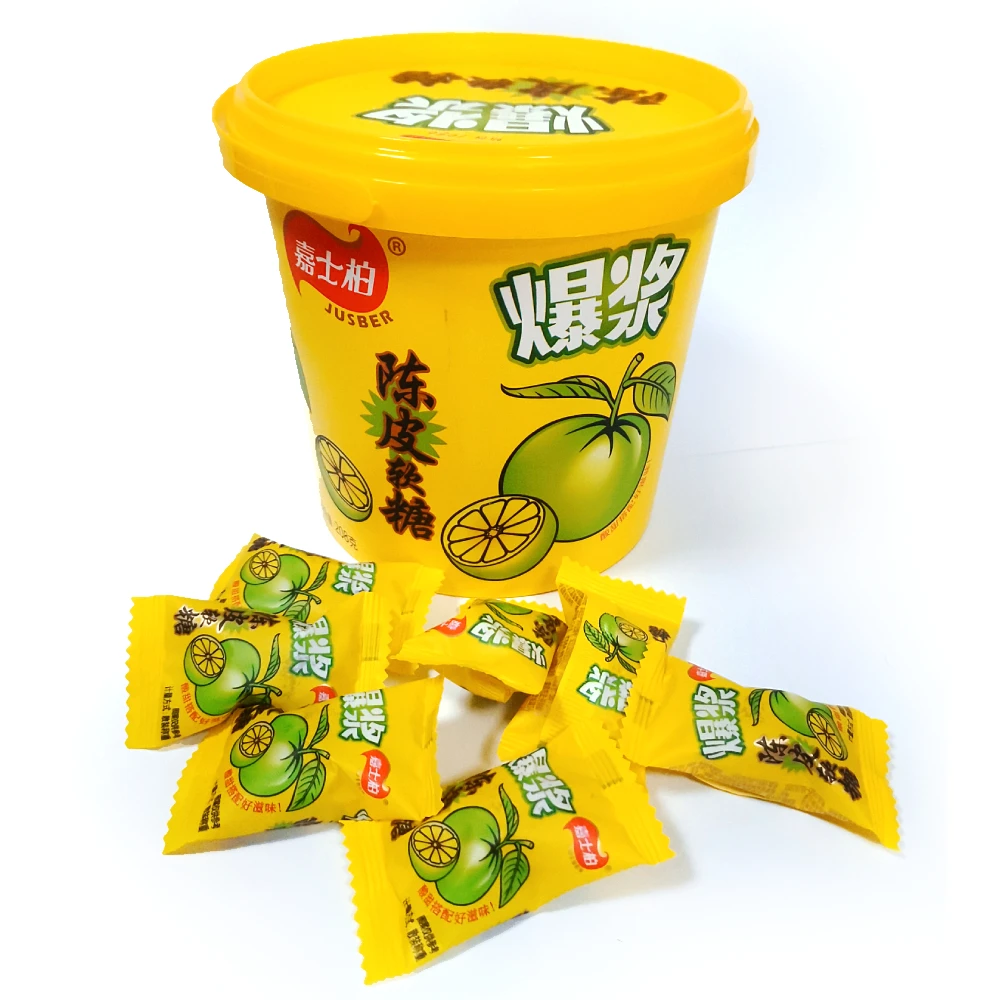 Gummy Ball Sour Candy Exotic Sweets Fruit Jam Filled Gummies Tangerine Peel Flavor Chinese Candy Manufacturers Wholesale 208g