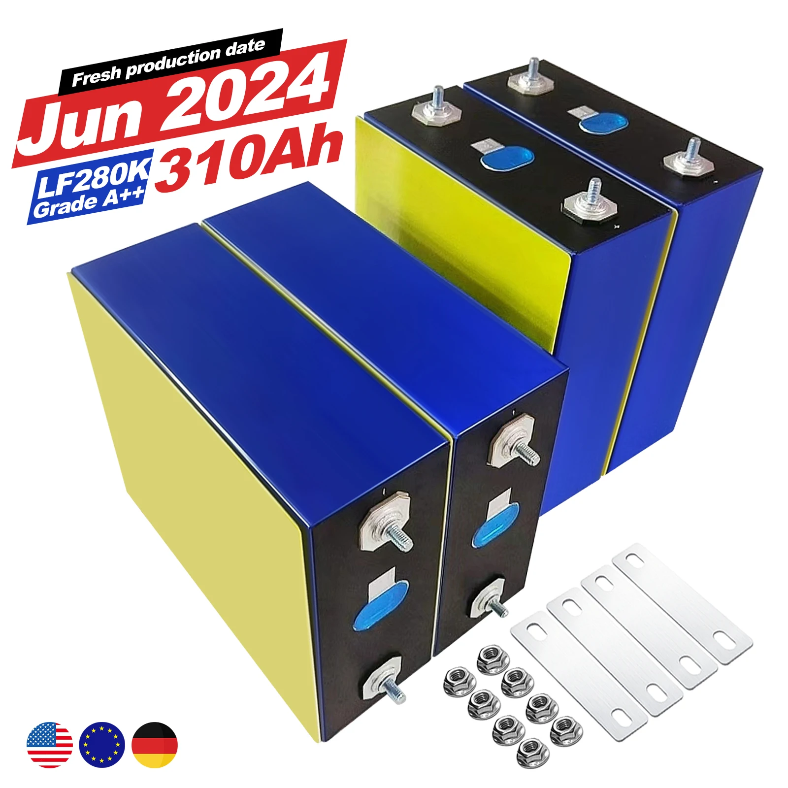 DDP Free tax EU Stock 3.2v lifepo4 batterie cell 280ah V3 Version LF280K Lifepo4 batterie 8000cycle rechargeable lifepo4 cell