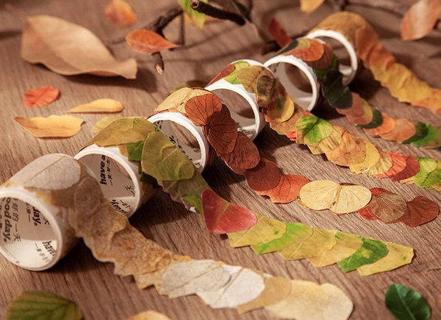 Hot Sales Simulation Leaf Petal-Shaped Vintage Stickers Plant Series Handbills DIY Handbook Diary Decorative Stickers