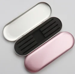 Оптовая продажа простая пустая длинная прямоугольная откидная крышка черный/розовый Золотой/Серебряный ящик для хранения металлический жестяной пенал