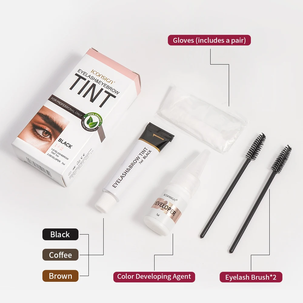 iconsign Professional Tint Dye Cream Eyelash Brow Tint Eye Brow Your Brand Eyebrow Instant Hybrid Eyelash Brows Tinting
