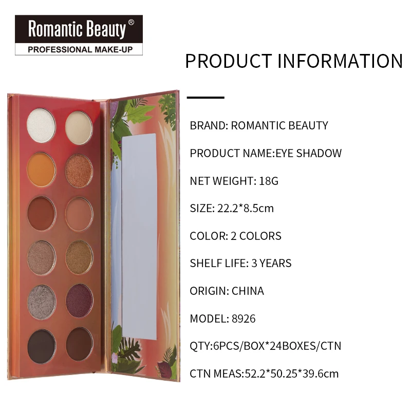 Vegan Makeup Glitter Eyeshadow Brush Palette 12 Ultramo Eyeshadow Palette