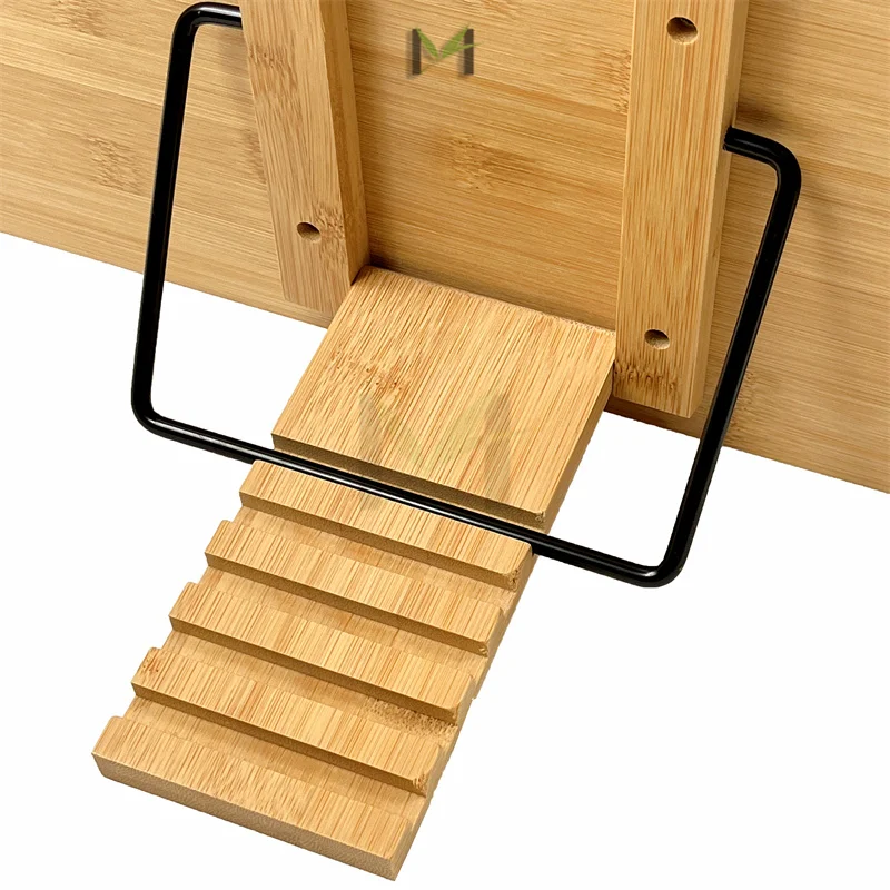 Bamboo Book Stands & Holders for Reading Hands Free in Bed,Cookbook,Textbook,Law,with 5 Adjustable Height Laptop Stand