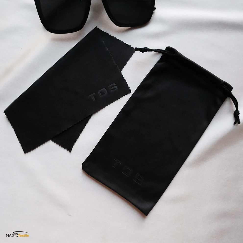 Custom Black Cloth Bags Reading Glasses Case Microfiber Drawstring Eye Glasses Sunglasses Pouch Bag With Logo