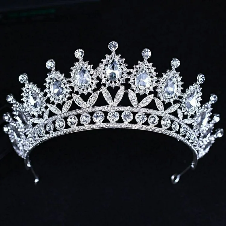 
Baroque Vintage Bridal Crown Tiara Rhinestone Crystals Crowns For Queens 