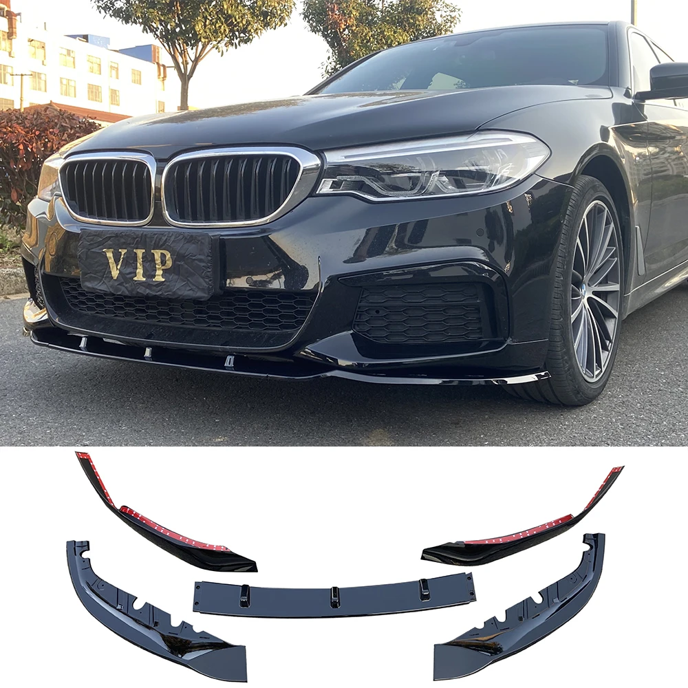 Car front bumper lip for BMW G30 525 530 2019-2020 5 pcs gloss black body kit spoiler car