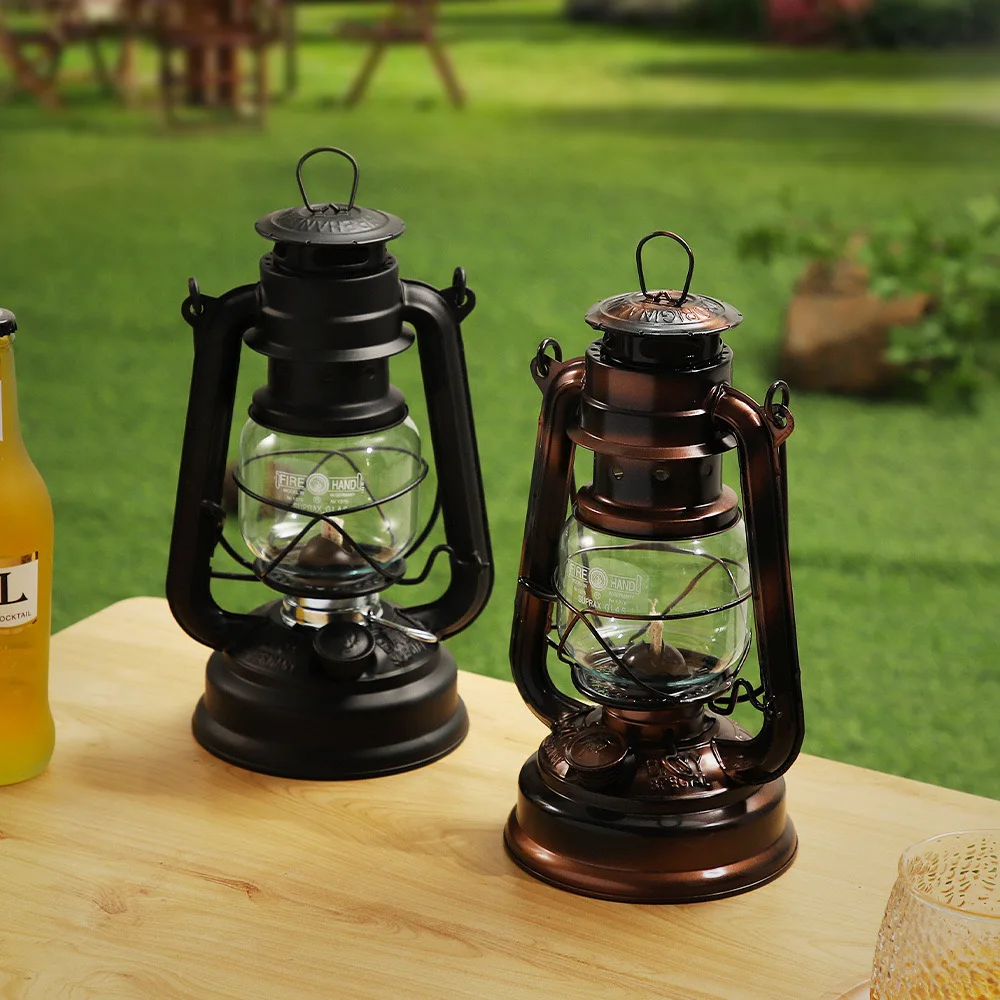 LED Vintage Glass Oil Camping Lantern Light Large Capacity Hanging Kerosene Lamp for Outdoor  Camping Decoration