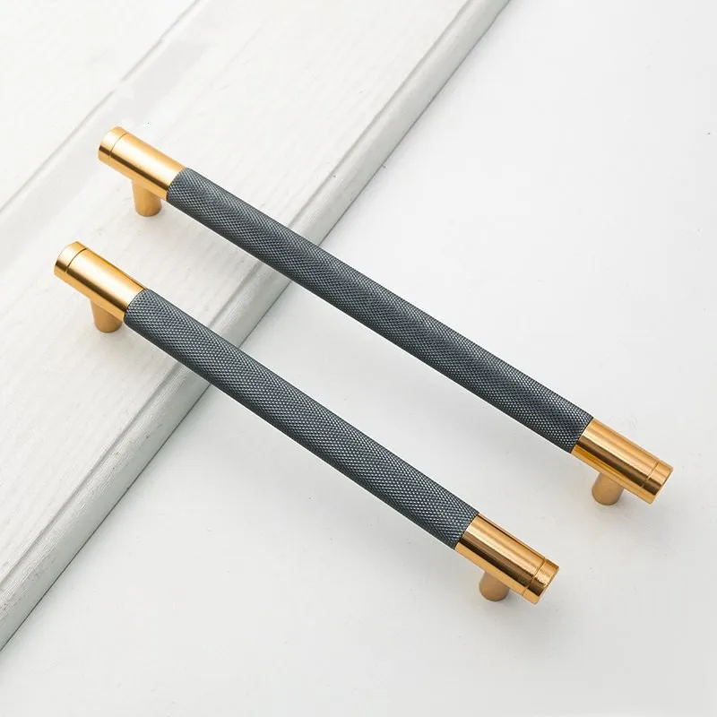 Luxury Knurled Handles Aluminium T Bar Handles Wardrobe Door Pulls Kitchen Cabinet Drawer Pulls Decoration Handles