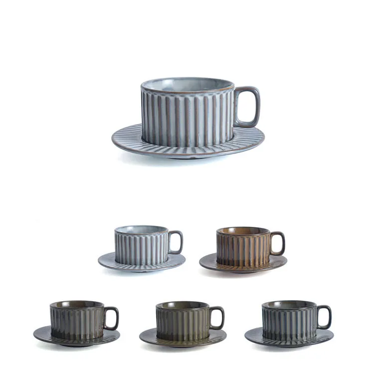 Practical low price Top Selling New Design Ceramic Coffee Cup Coffee Mug  Vintage Teacup and Saucer For Cafe Restaurant Home Hotel