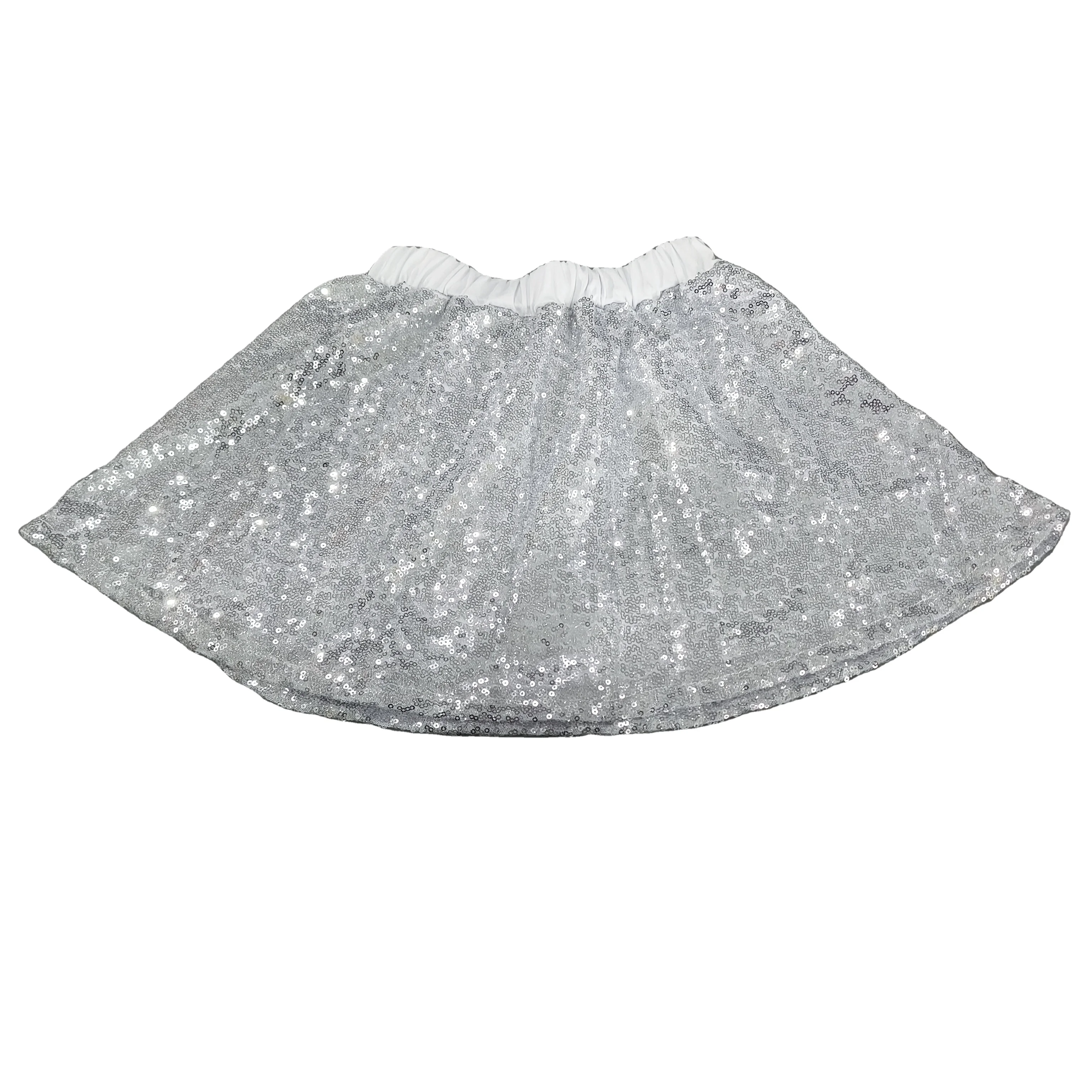 Custom Solid Gold Baby Girls Mini Skirt Toddler Infant Kids Fashion Skirt Knit Cotton Sequin Skirt