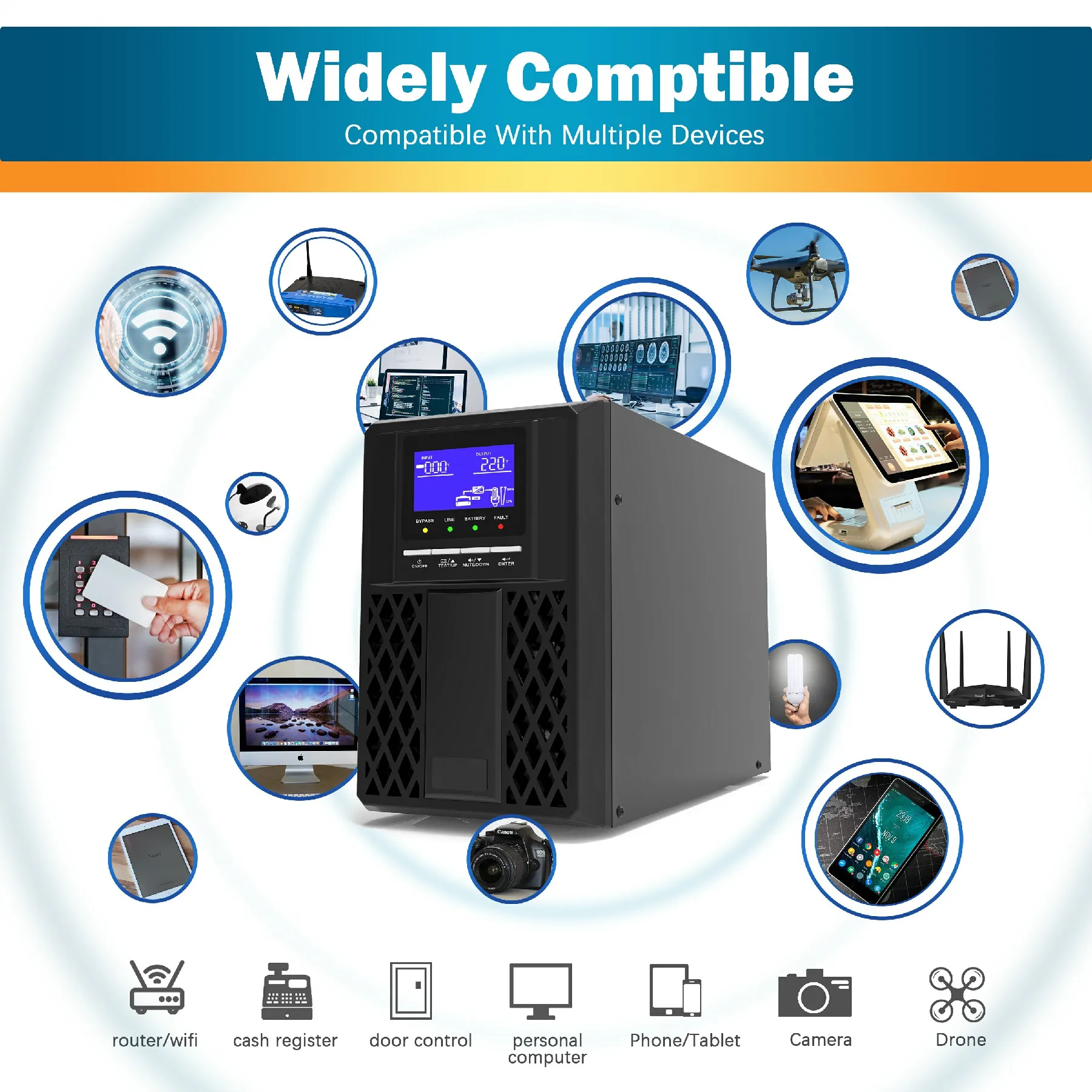 Onduleur online ups Двойное преобразование 2kva 1000va 1kva 220v вход