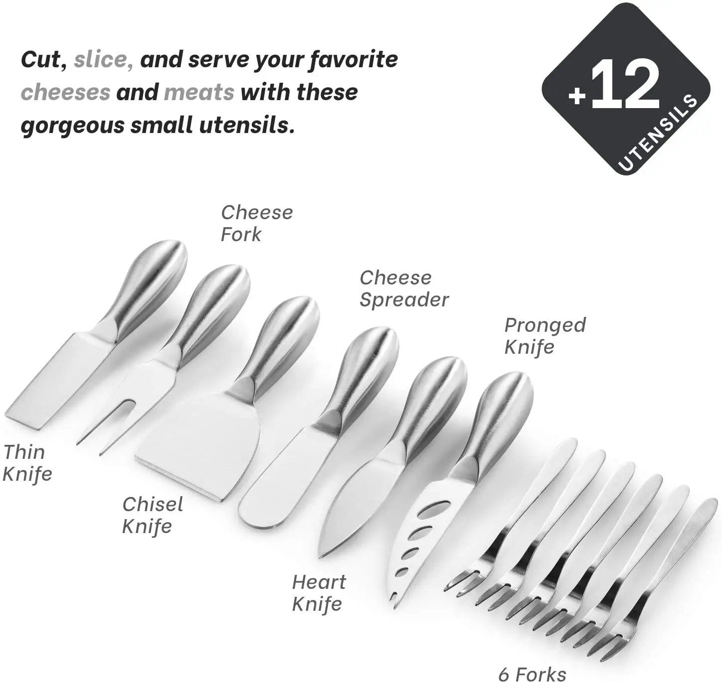 Bamboo Wood Charcuterie Cheese Board Set Serving Tray With 12 Cheese Utensils