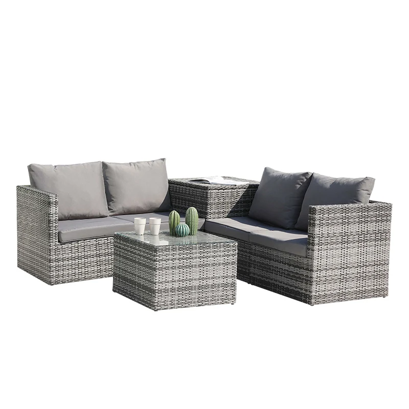 Hot Selling Outdoor Furniture Rattan Garden  Sofa Patio Recliner PE Wicker Metal Sofa Set