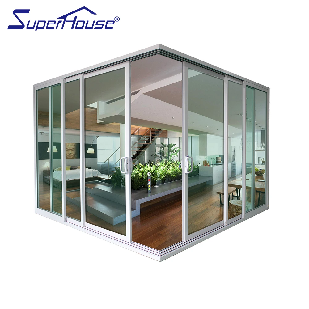 Superhouse Slim Sliding Doors Interior Door Aluminium double Glass Commercial Moder lift and sliding Partition Doors