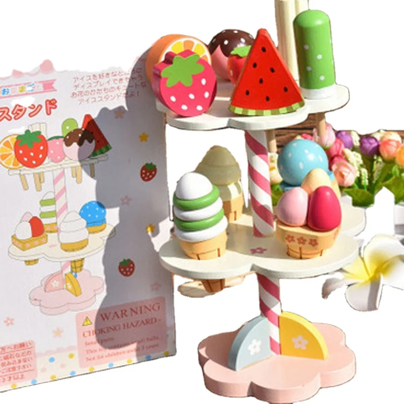 Wooden Simulation Mini Ice Cream Candy House Play Educational Toys Kitchen Toys For Children Pretend Play Game Kids Gift