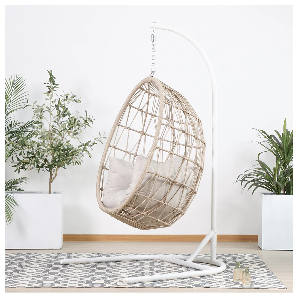 modern luxury hanging chair supplier rope outdoor hanging chair with stand egg outdoor chairs
