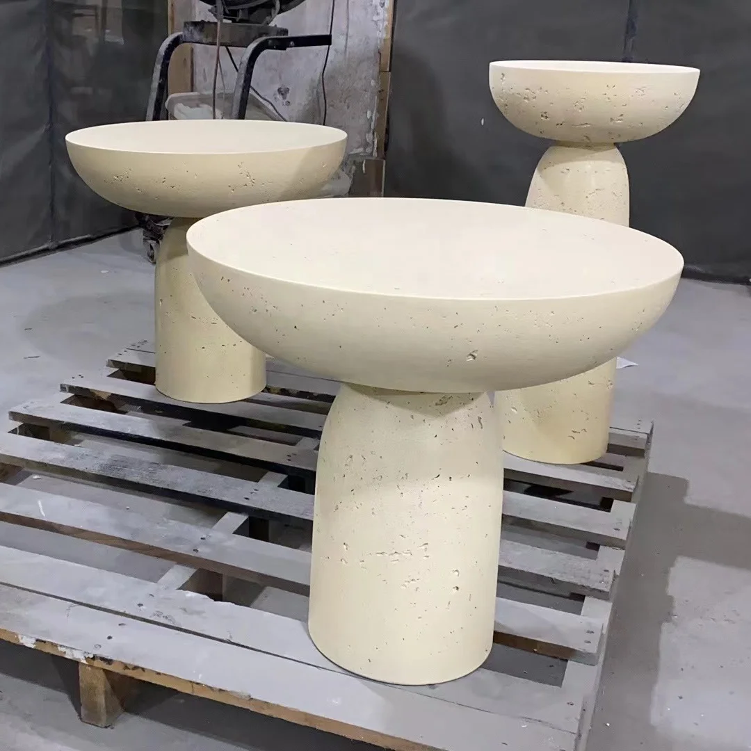 Заводская цементная железобетонная гостиная wabi-sabi изготовленный на заказ травертин современный открытый круглый чайный столик