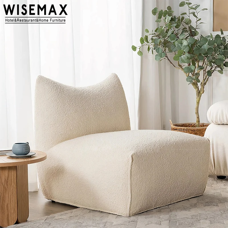 WISEMAX FURNITURE modern teddy chair fabric lamb wool couch leisure lazy couch bean bag living room modern accent sofa chairs