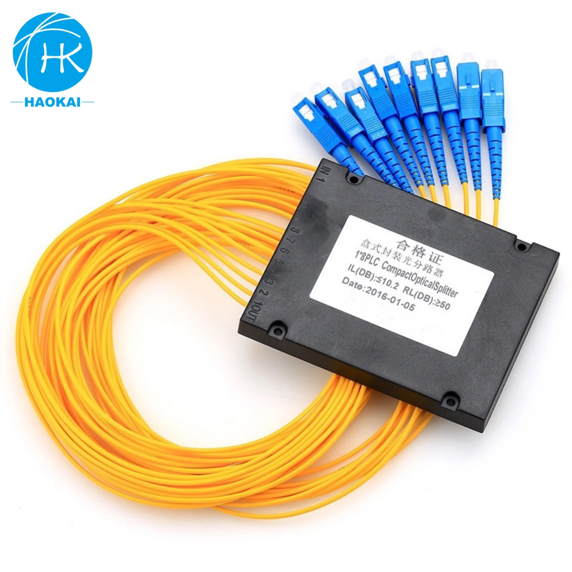 ABS box FTTH 1x8 1x16 1x32 Passive Fiber Optical PLC Splitter with SC APC connector