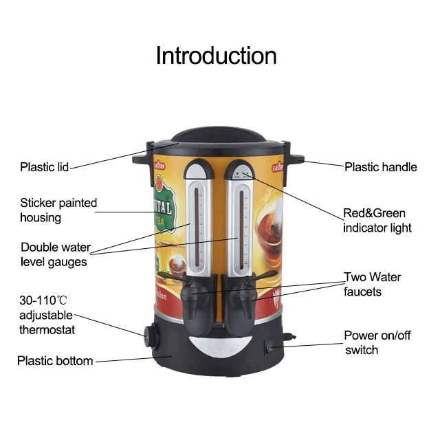 Two tap turkish stainless steel tea urn tea maker tea boiler water boiler 6-35 Liters 1600W~25000W