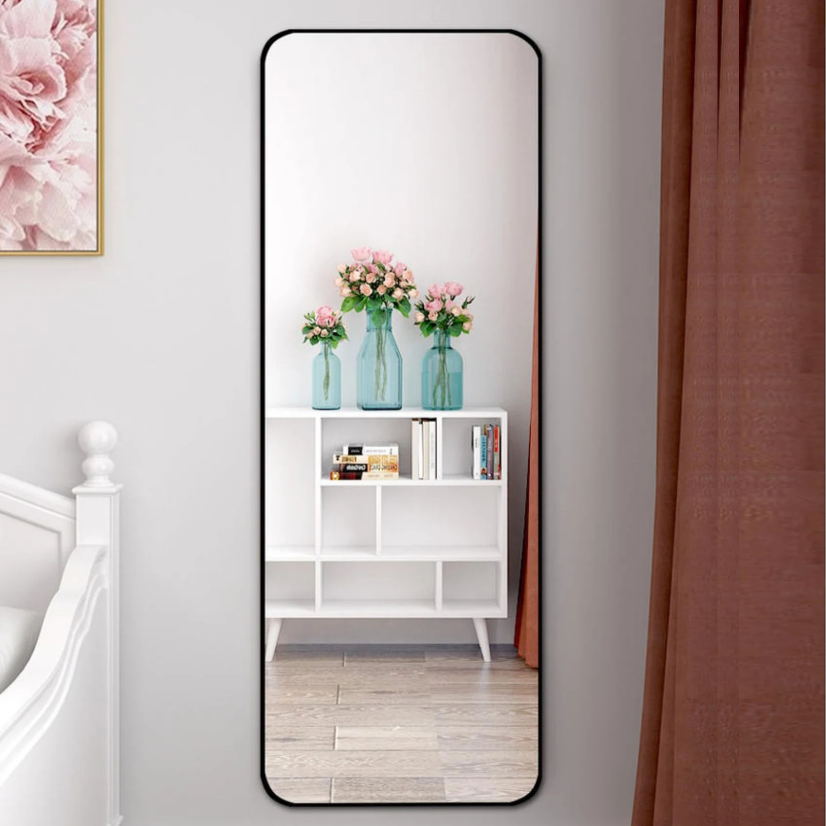 Amazon top seller 2 installing way Latest large decoration floor stand Framed Full-Length wall dressing mirror