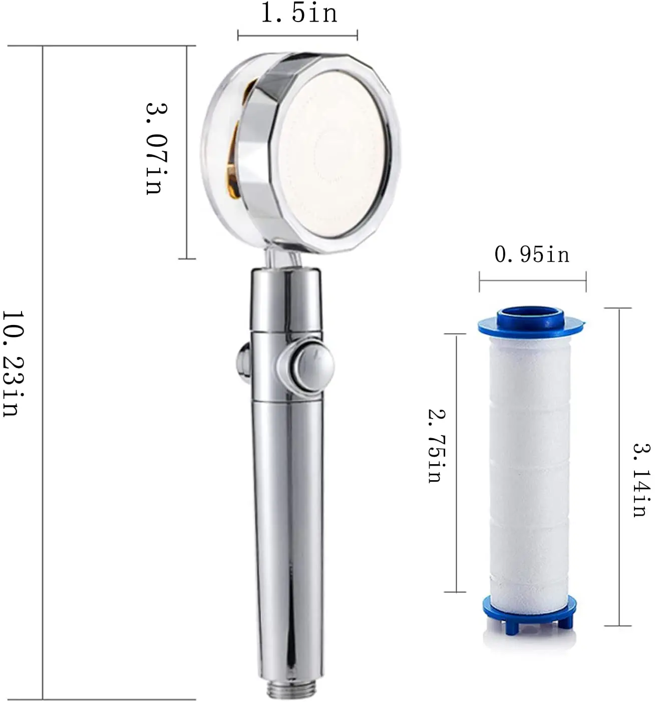 amazon hot sale turbocharged high pressure turbo fan water saving shower head with filter