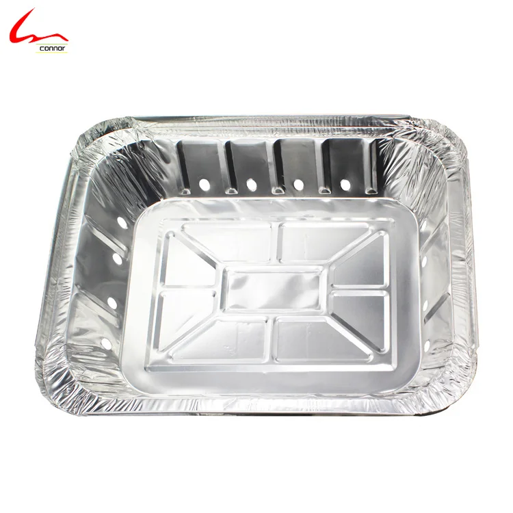 Heavy Duty Aluminum Foil Half size Container with holes for instant grill tray BBQ tray