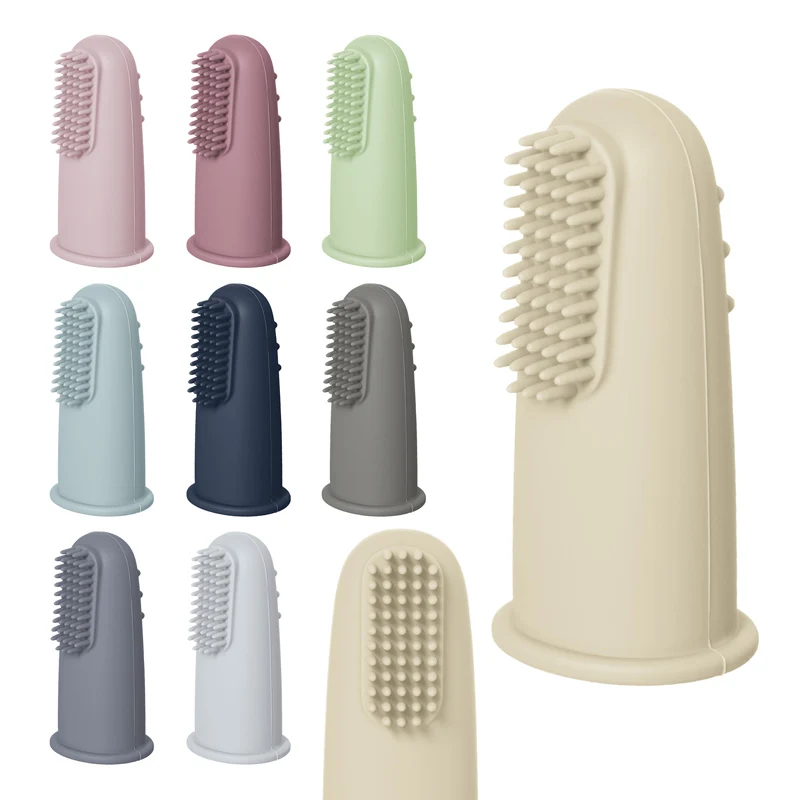 Factory Sale Super Soft Dog Toothbrush Nontoxic Bpa Free Silicone Pet Cat Clean Finger Toothbrush Baby Teethers