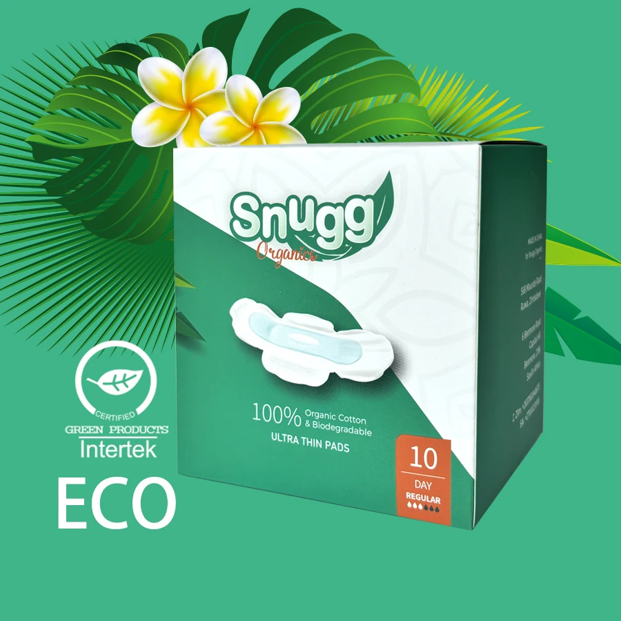 Niceday Organic Menstrual Pads Feminine Hygiene Biodegradable Pads with Wings, Regular Absorbency,10pcs/box