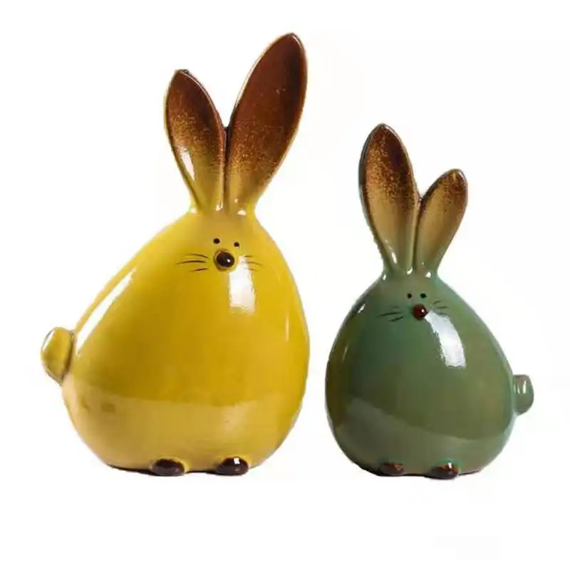 ceramic sublimation animal rabbit ornaments craft for display customized christmas ceramic ornament