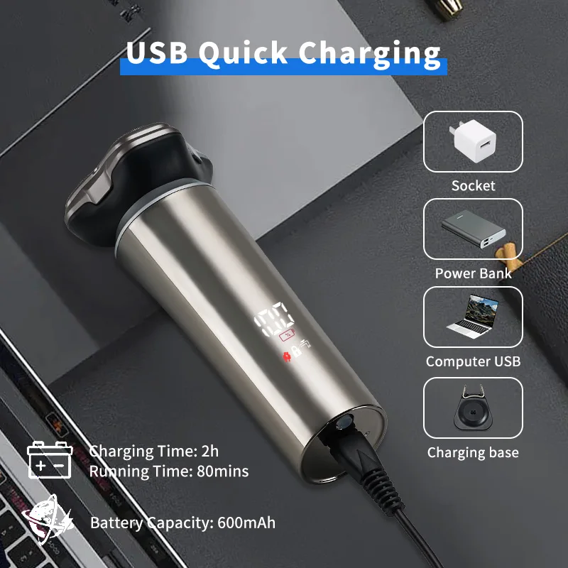 Factory Direct Sale IPX4 Washable Design 3D All-around Shaving Intelligence Rechargeable Men Shaver