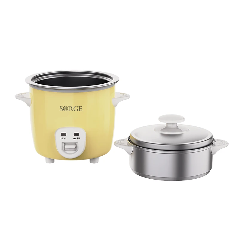 Sorge Mini Rice Cooker Steamer with Removable Stainless Steel Pot for Rice, Soups, Porridge