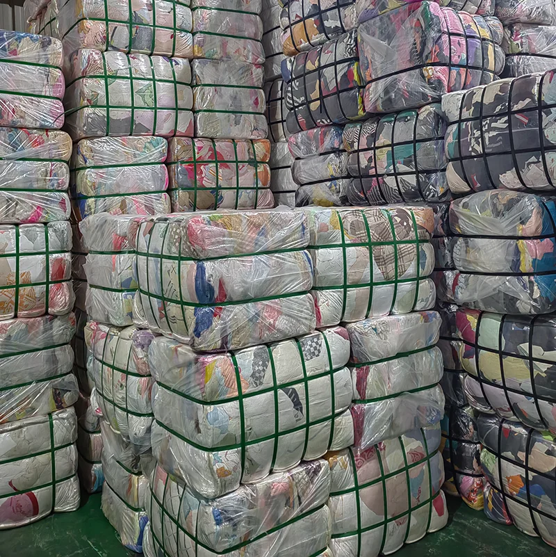 Garment Cutting Clips Rags Recycling Textile Waste Absorbent Rag Dark Color Mixed Printed Cotton T Shirt Wiping Rags