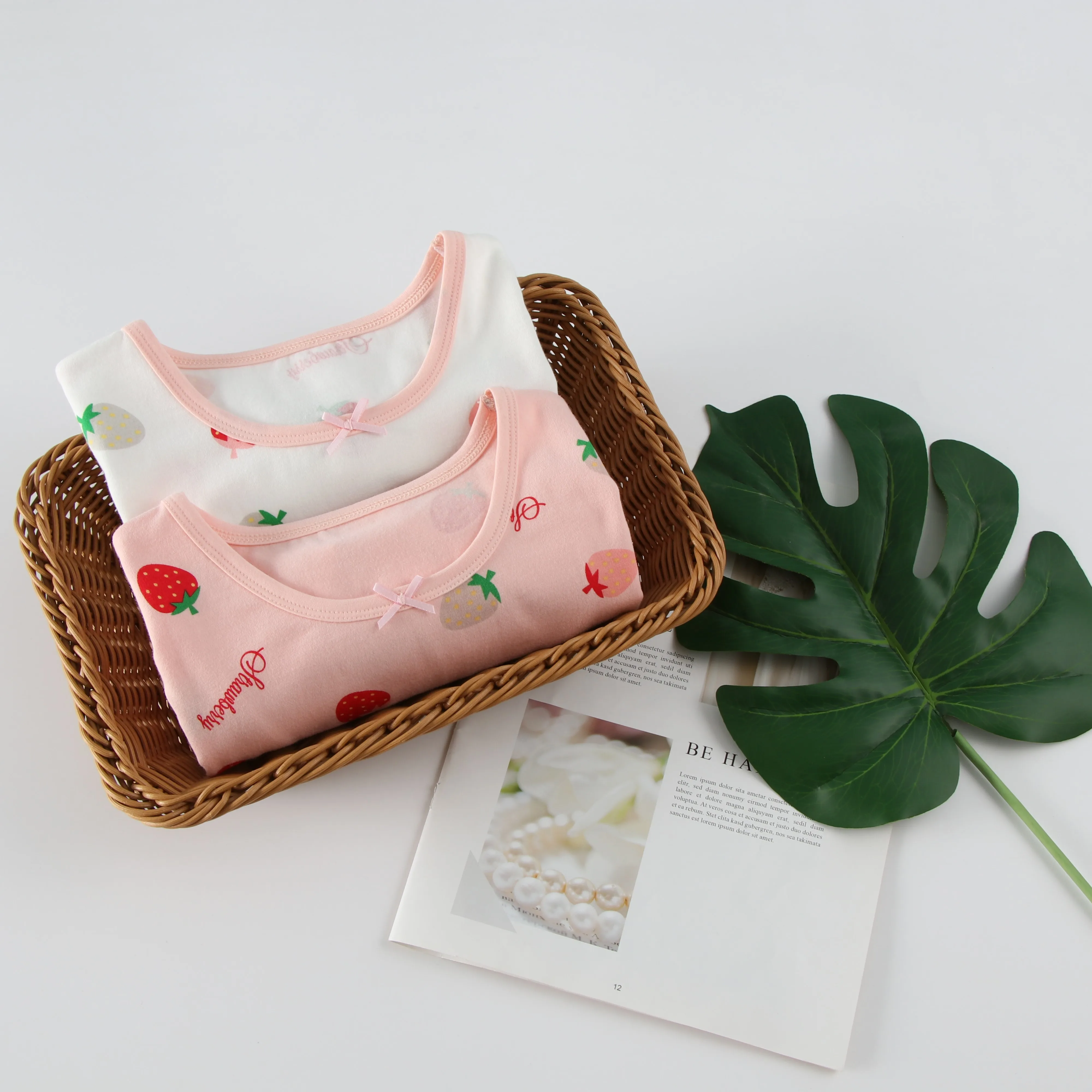 Factory Wholesale Summer Custom Full Strawberry Print Girls Nightgown dresses