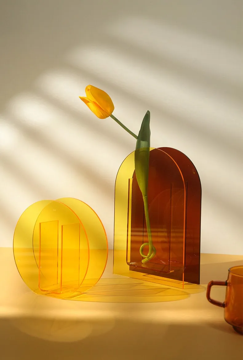 Горячая Распродажа, цветная прозрачная акриловая ваза для маленьких бутонов, роскошное украшение, ваза для цветов для дома