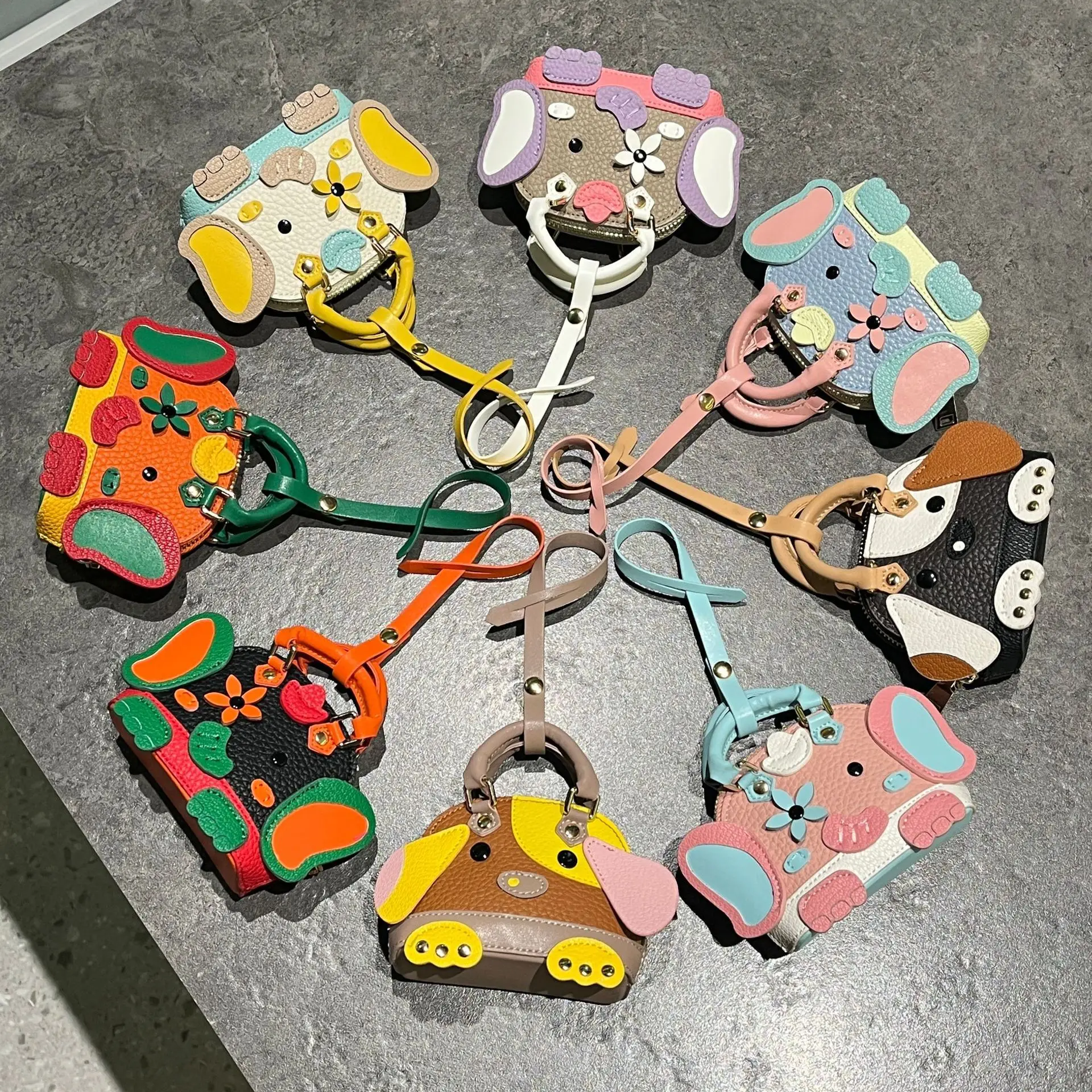 New cute mini handbag coin purse ornaments animal bag purse pendant key holder luxury designer leather bag charms