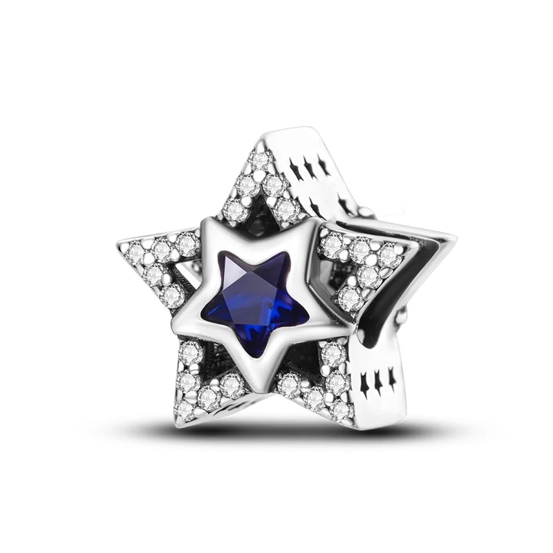 Fit Original Pan Charms Bracelet 925 Sterling silver Safety chain Star Flower Drawing board Fine Pendant Beads DIY Jewelry