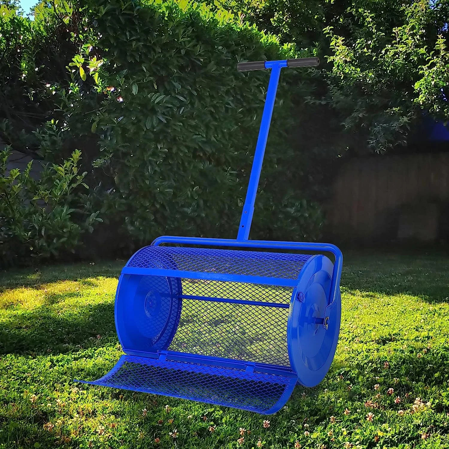 AN-TAI Lawn Spreader Roller Multi Purpose Time Saving Effective Adjustable Handle Metal Mesh Peat Moss Spreader