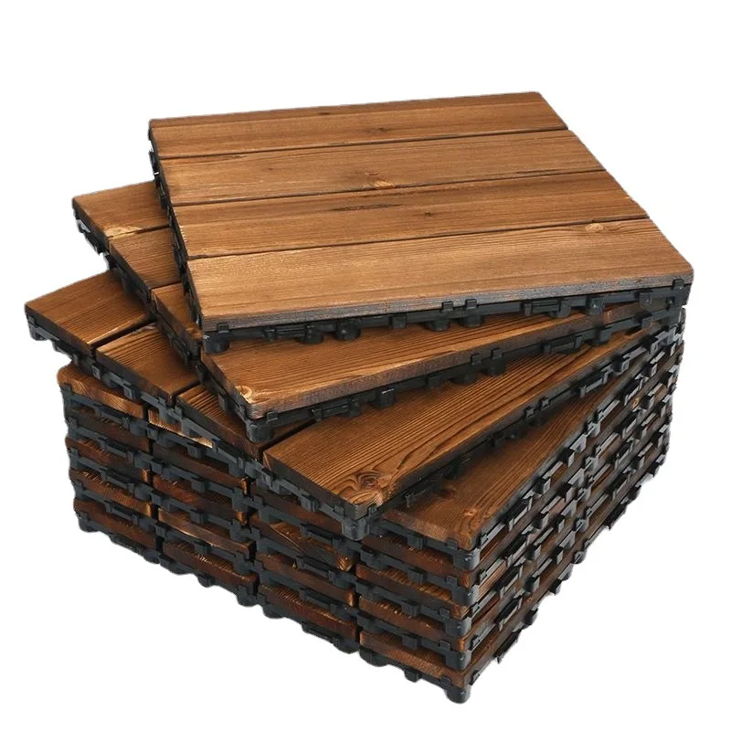 Anticorrosive wood flooring outdoor balcony Carbonized wood interior patio patio garden DIY floor patchwork flooring wholesale