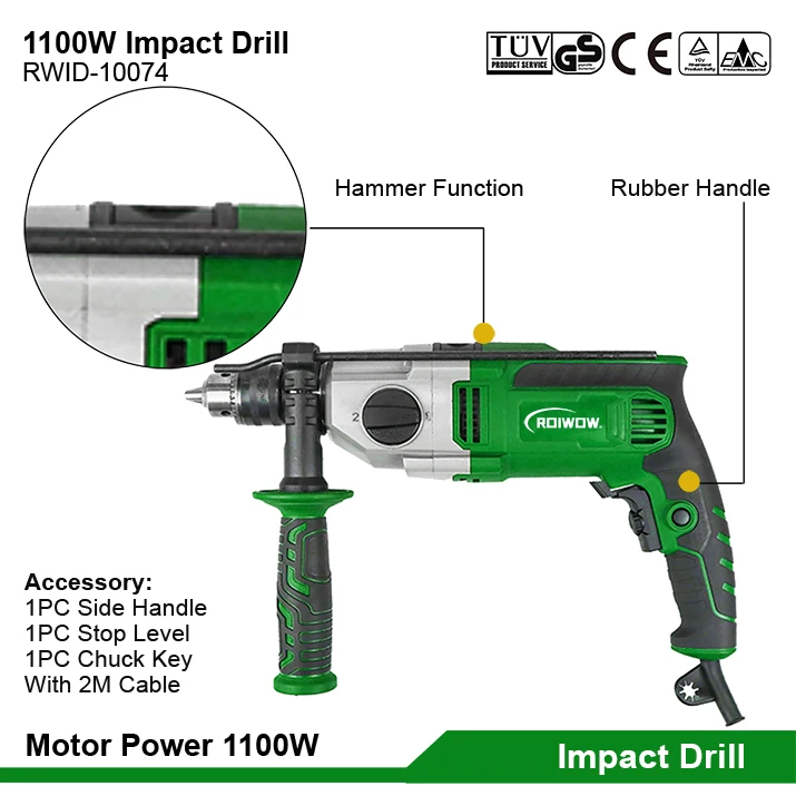 1100W Professional Power Tools 13MM/16MM Electric Impact Drill Variable Speed Power Impact Hammer Drill Machine
