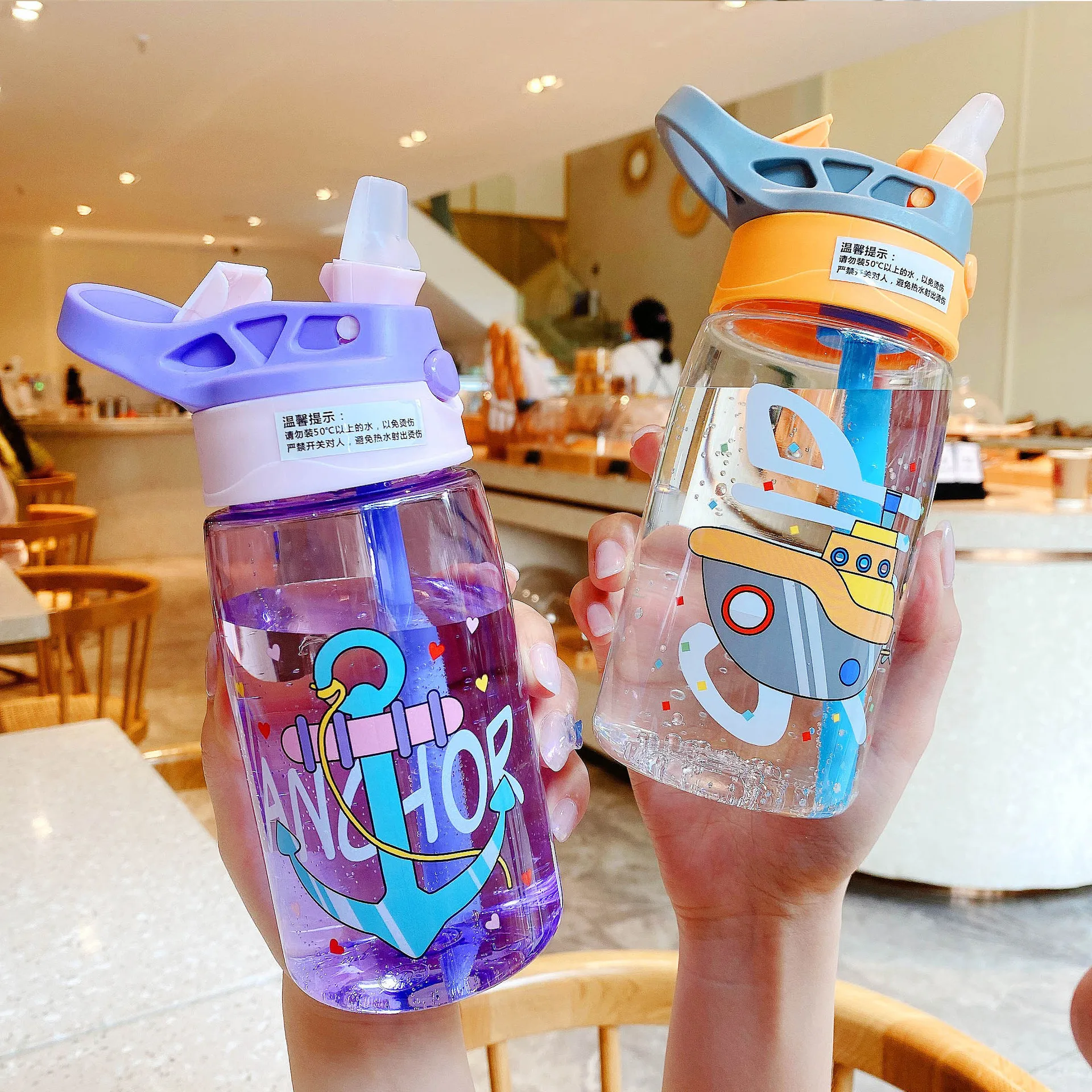 Outdoor Portable Kids school Water Sippy Cup Cartoon Baby Feeding Cups with Straws Leakproof Water Bottles