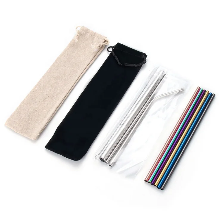 
Stainless Steel Reusable Drinking Metal Straws Set of 3 with Brushes Environment-Friendly Straws with three kinds packing 
