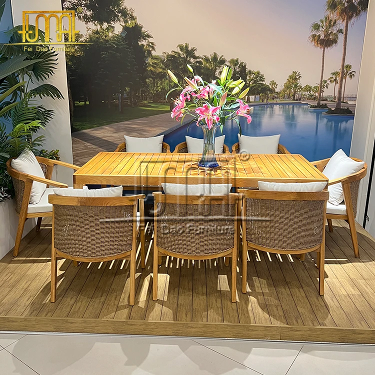 Teak Patio Furniture Family Meeting Outdoor Table And Chair Set