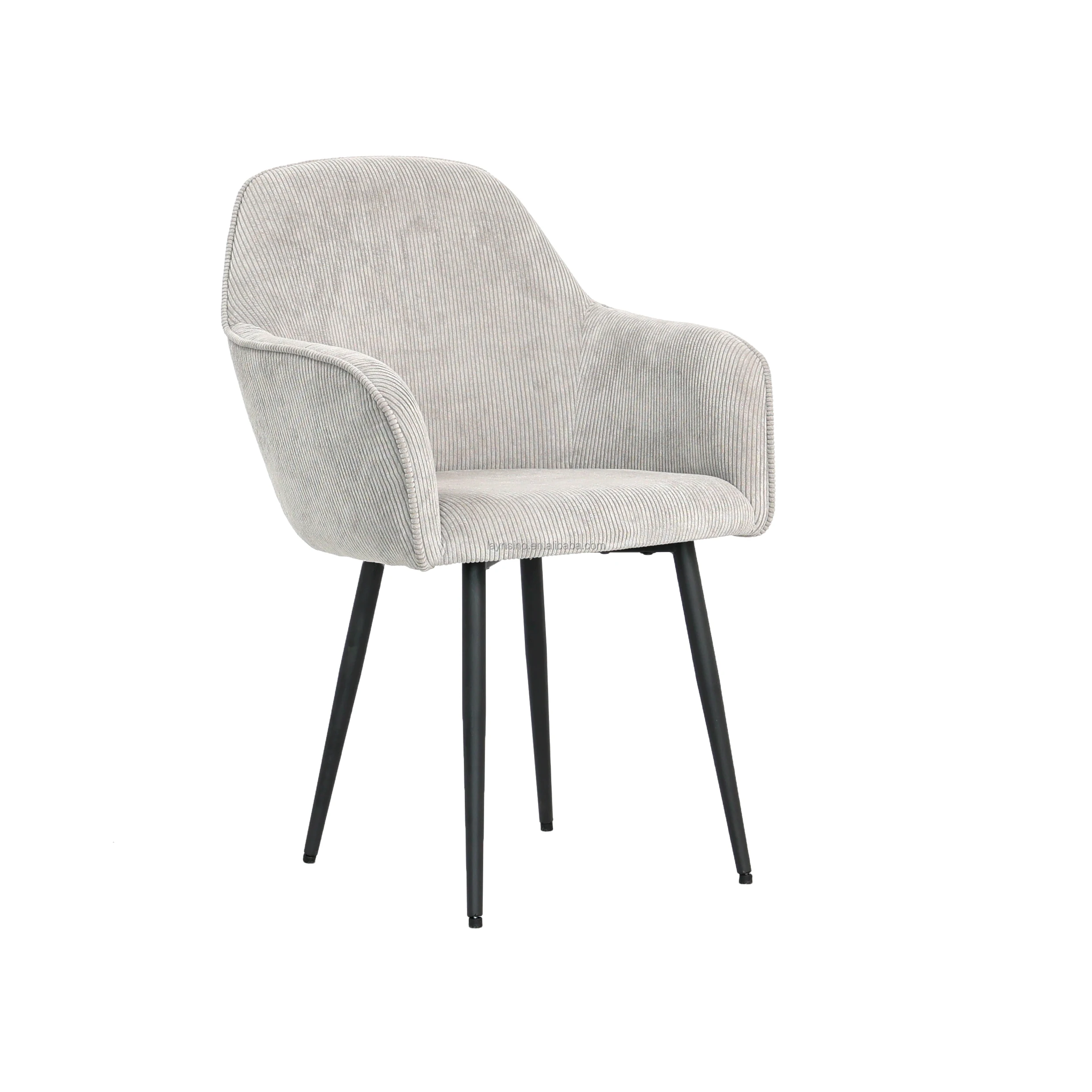 Nordic Hot Selling Furniture Modern Metal Legs High Back Velvet Arm Rest Dining Chairs