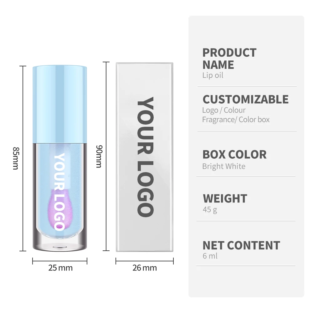 Customized wholesale clear flavoring non sticky lip serum oil hydrating organic shimmer aloe vera blush lip oil