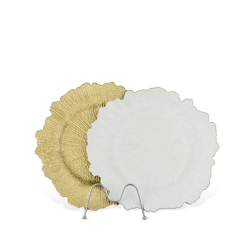 Wholesale cheap reusable fancy luxury party supplies serving tray plastic plate for wedding