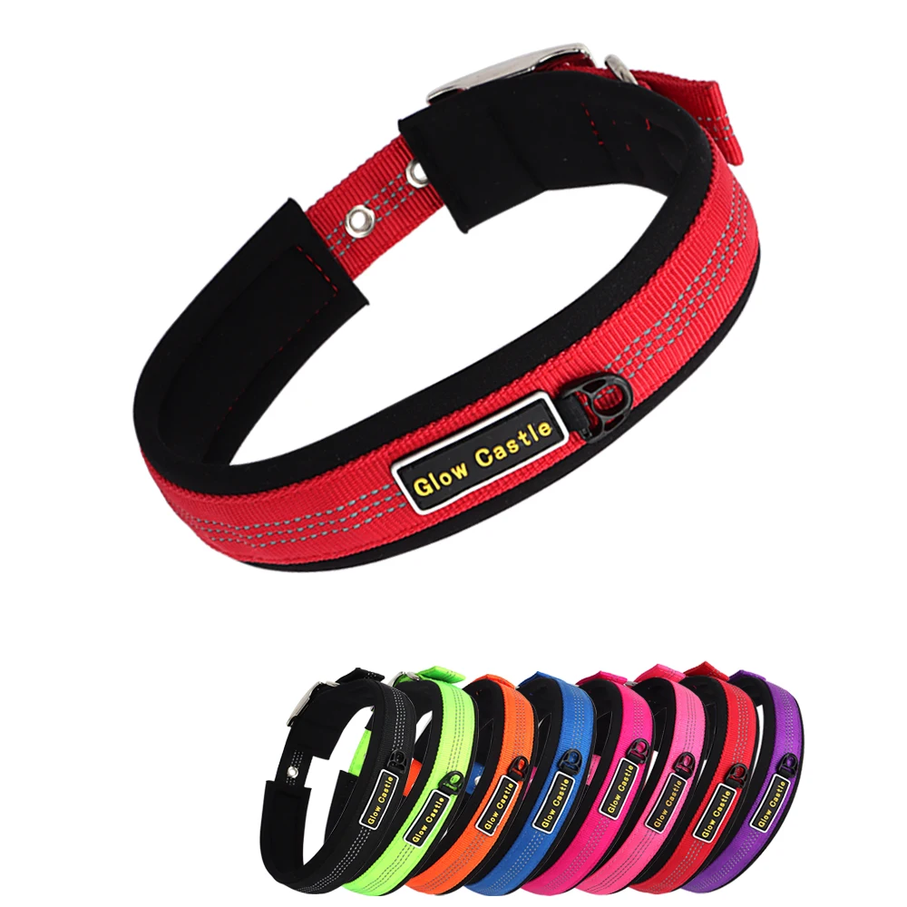 Neoprene Padded Thick Amazon Dogs Training Collar Pet Heavy Duty Quality Large Nylon Reflective Custom Dog Collars