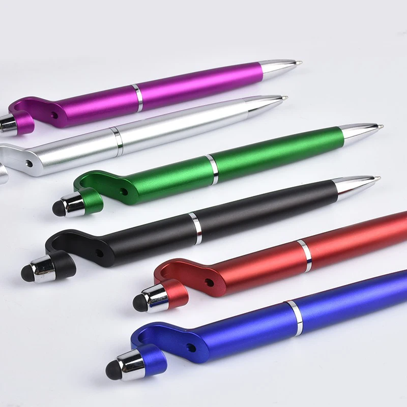 Promotional Blue Plastic Ball Pen Custom Logo phone holder touch screens pens for ipone ipad android phone