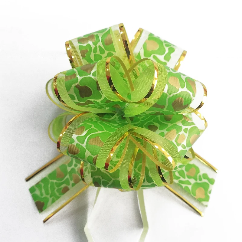 Printed Stone Pattern Organza Ribbon 6 Inches Gift Wrap Pom Pom Pull Bow